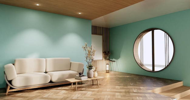 Mint-Wohnzimmer-Innenarchitektur. 3D-Rendering