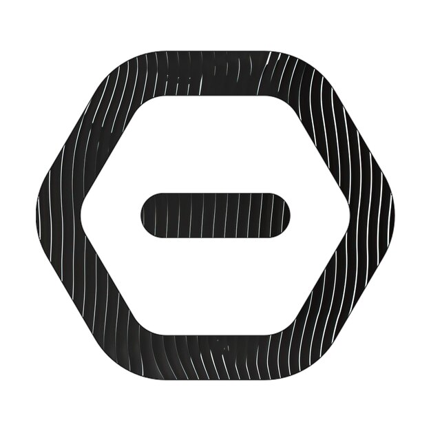 Minus Sechseck-Symbol schwarze weiße Linien Textur
