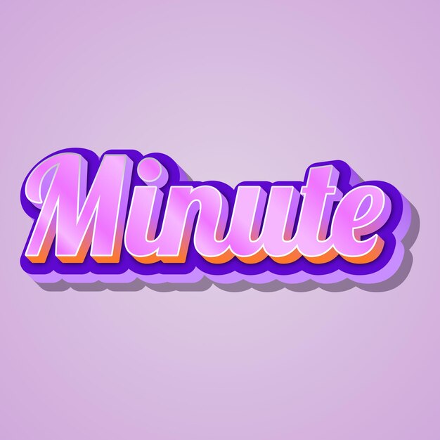 Minute Typographie 3D-Design süßer Text Wort cooles Hintergrundfoto jpg