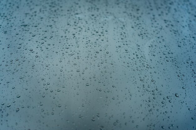 Mira la cara del otoño a través del cristal de la ventana cubierto por las gotas de lluvia.