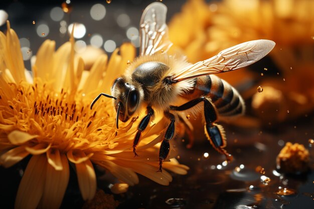 Mira la flor desde el punto de vista de la abeja.