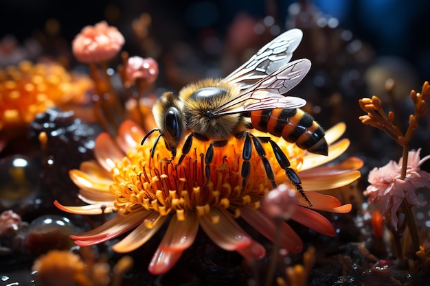 Mira la flor desde el punto de vista de la abeja.