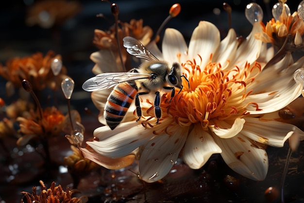 Mira la flor desde el punto de vista de la abeja.