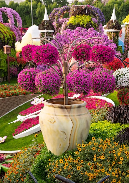 Miracle Garden in Dubai schöner Park mit vielen Blumen und Dekorationen