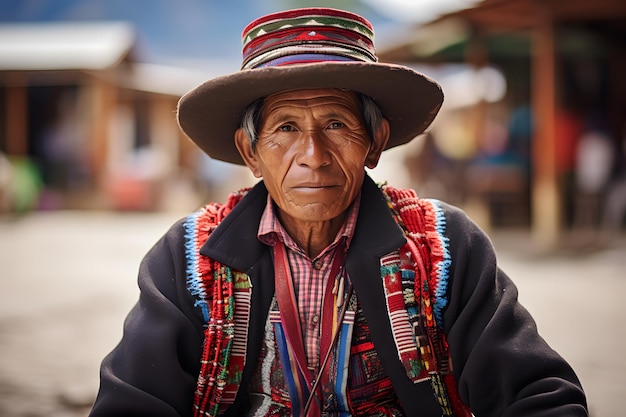 Mirada conmovedora Retrato indígena peruano