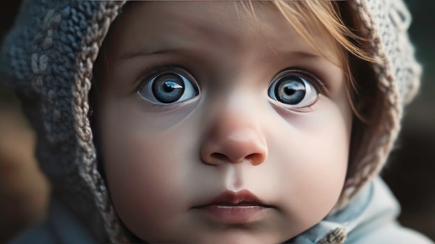 La mirada encantadora de un niño y los ojos increíblemente encantadores generados por IA