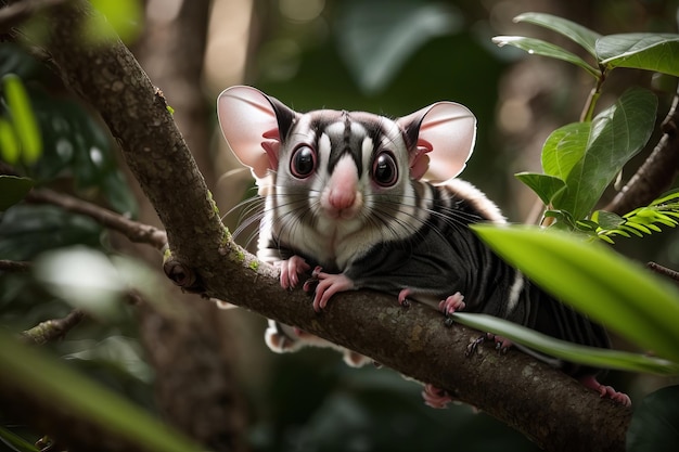 La mirada encantadora del planeador del azúcar Una ilustración digital realista en un hábitat natural