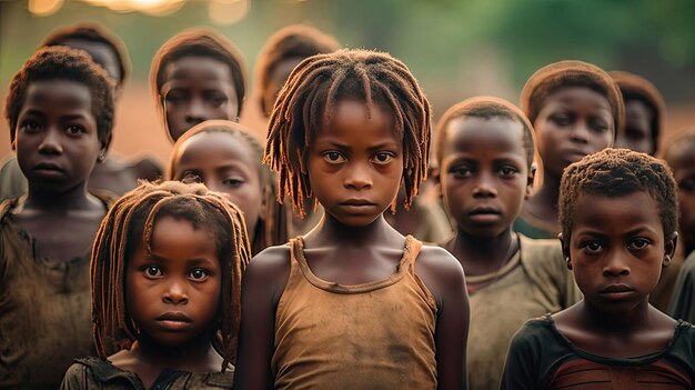 Foto la mirada inocente de los niños africanos ai generativa