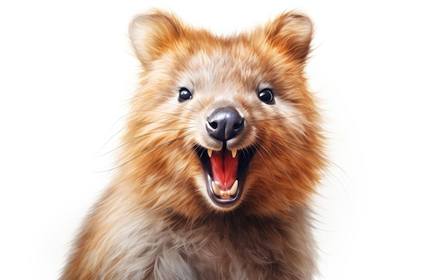 La mirada inquisitiva de los Quokka39 sonrientes sobre un fondo blanco