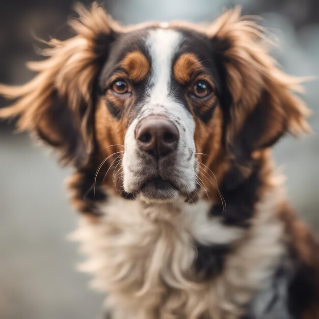 La mirada intensa de un perro tricolor