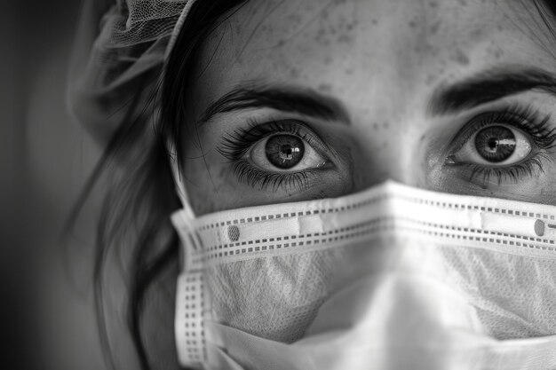 La mirada intensa de un profesional médico con máscara