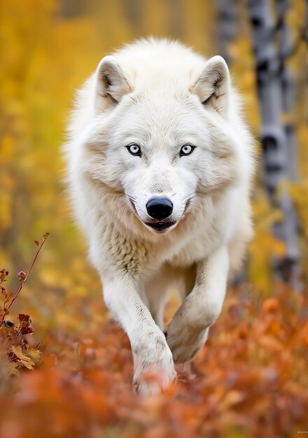 Foto la mirada del lobo un momento de vida en el desierto del ártico