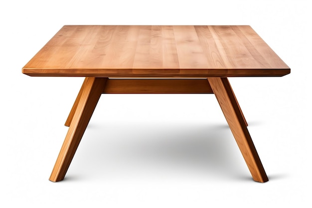 Una mirada más cercana a las modernas mesas de madera aisladas sobre un fondo blanco Ai generativo
