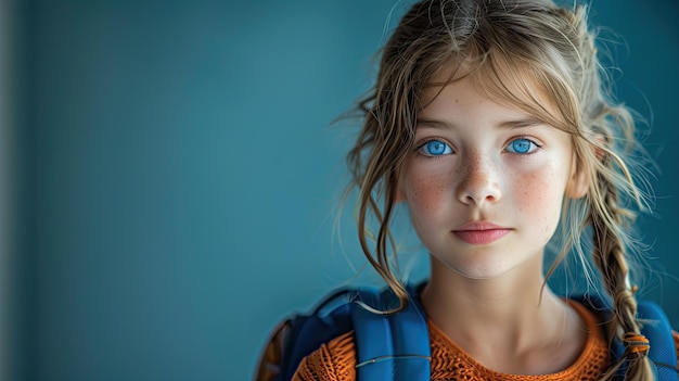 Una mirada temerosa de las niñas en el primer día de escuela