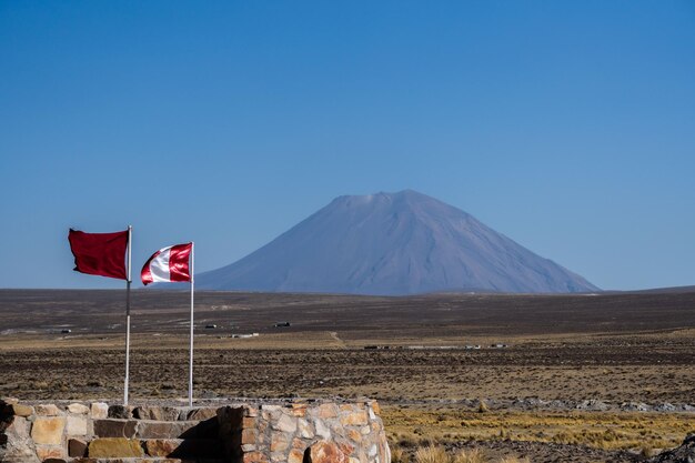 Mirador del paisaje El Misti de las montañas en Arequipa Perú Concepto de trekking