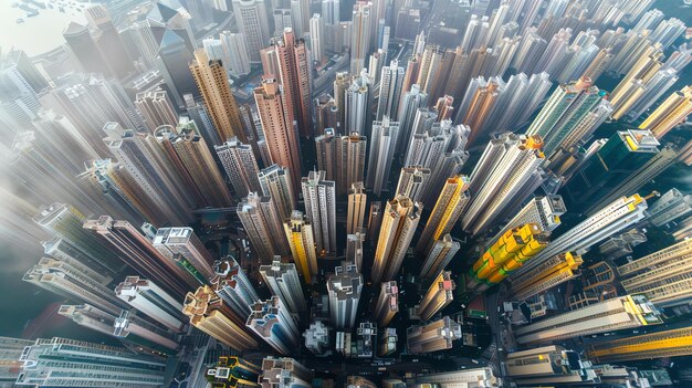 Foto mirando hacia abajo el denso paisaje urbano de una gran ciudad