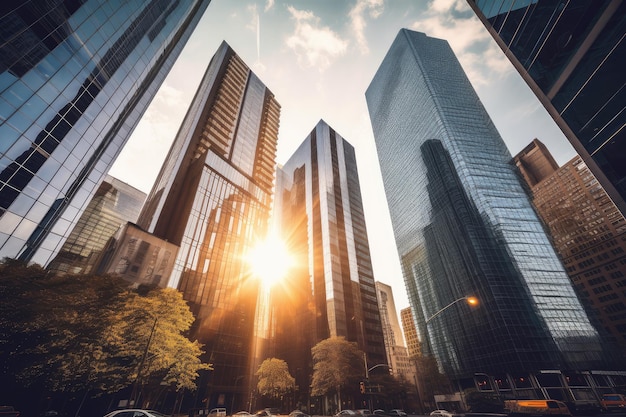 Foto mirando hacia el moderno edificio empresarial