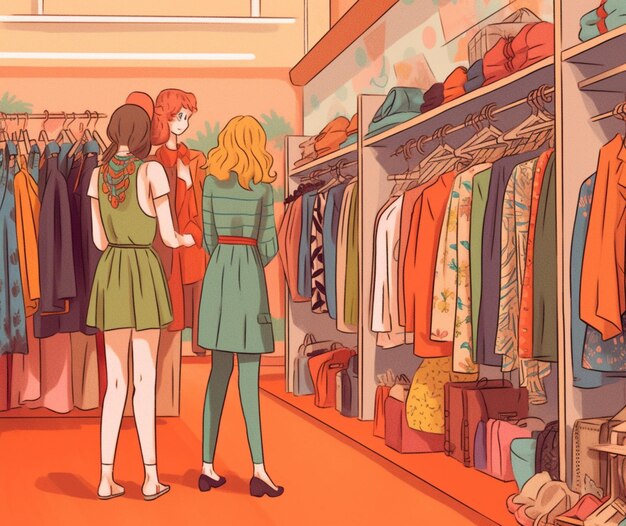 Mirando las últimas tendencias de la moda en una boutique