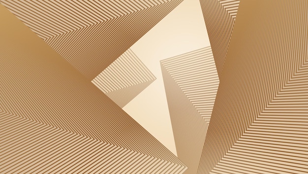 Mire el edificio abstracto formado por líneas doradasForma geométrica abstracta