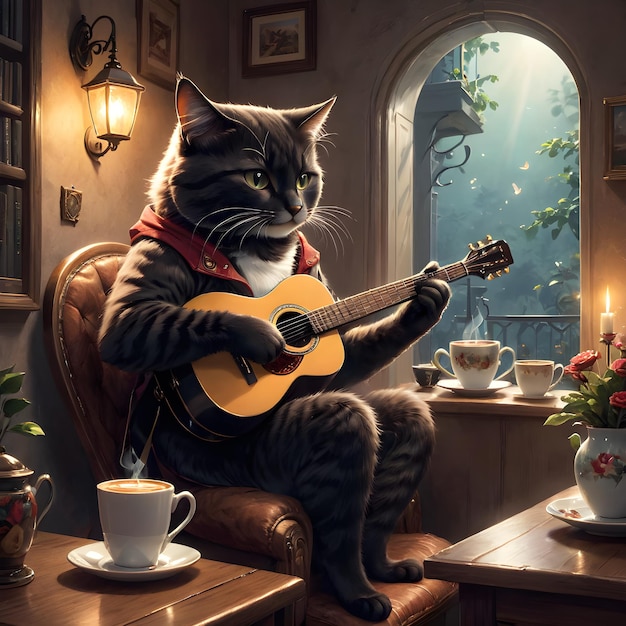 En mis sueños más salvajes me imagino una escena romántica donde un encantador gato me hace serenatas con melodías suaves