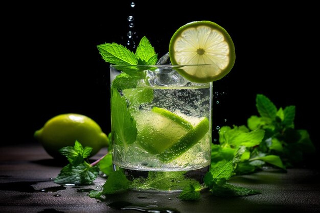 Mischung aus erfrischenden Cocktails mit Limettenscheiben