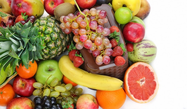 Mischung aus vegetarischen Bio-Lebensmitteln bunte frische Früchte