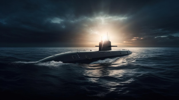 Misil de crucero submarino de ataque rápido que emerge en el océano