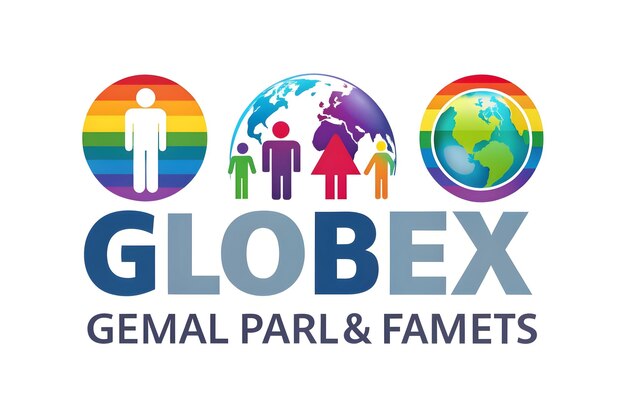 El mismo concepto de globo padre con texto global que un vector aislado de un globo con dos iconos representa