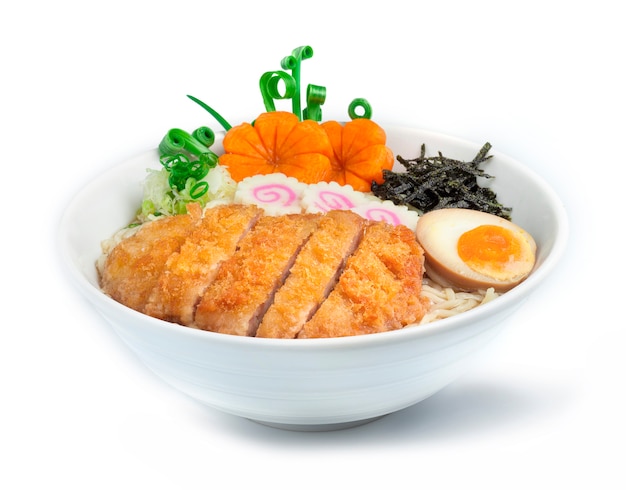 Miso Ramen dünne Nudeln in Sojasuppe Tonkatsu japanisches Essen