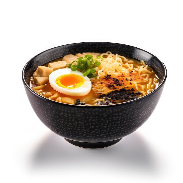 Miso Ramen Isolierte asiatische Nudeln in Brühe Miso Ramen Suppenschüssel Abstrakte generative KI-Illustration