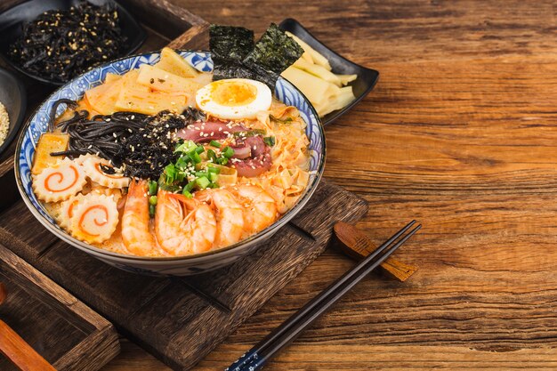 Miso Ramen macarrão asiático com