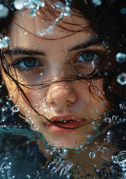 Mistério e beleza dos movimentos da água capturados em um retrato de uma mulher submersa