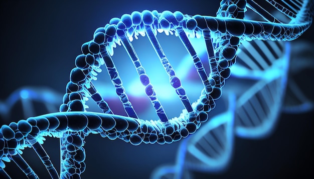 los misterios médicos ADN azul sobre un fondo azul