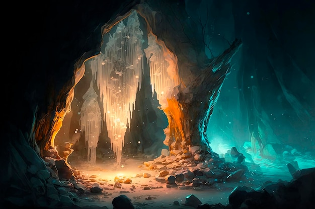 Misteriosa cueva de cristal de colores