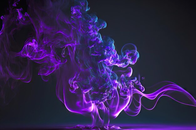 Misteriosa imagen abstracta de humo púrpura como fondo de neón d render