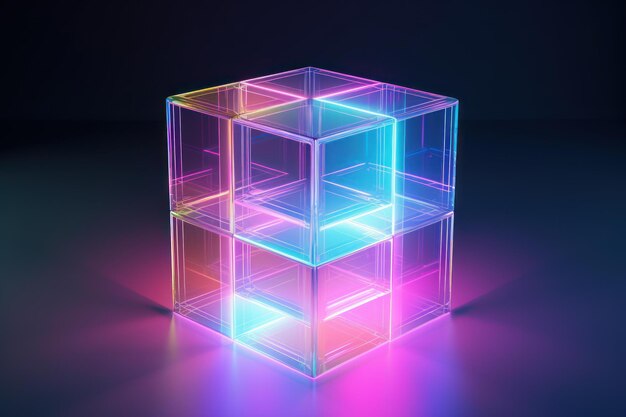 Misteriosa luz de cubo de néon abstrato Gerar Ai