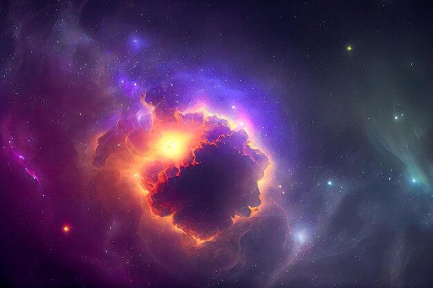 Misteriosa nebulosa multicolor en el espacio IA generativa