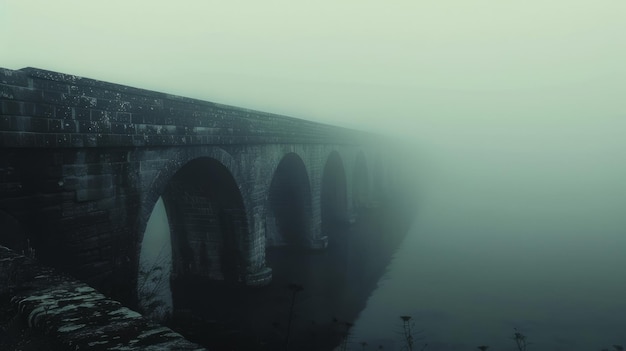 Una misteriosa niebla envolviendo un puente que conduce a lo desconocido