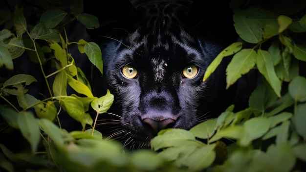 Misterioso jaguar negro en la selva