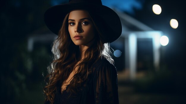 Foto el misterioso retrato a la luz de la noche