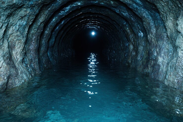 Foto misterioso túnel subterrâneo de água
