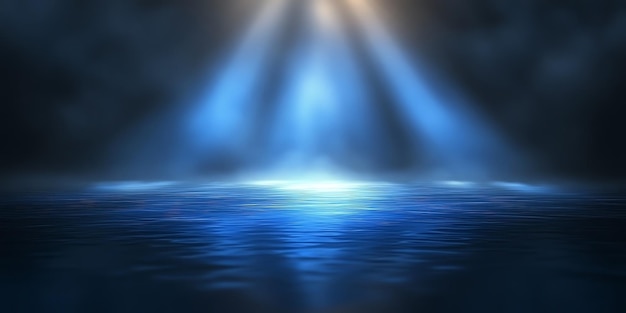 Misteriosos rayos de luz azul crean una atmósfera dramática para proyectos creativos