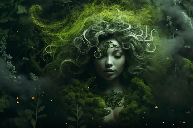 Místicos redemoinhos verdes mundo mágico de contos de fadas pano de fundo