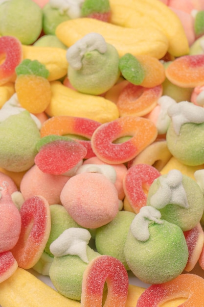 Mistura de doces de geleia e marshmallows como pano de fundo