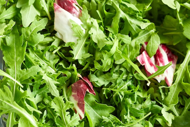 Foto mistura de variedade, salada verde fresca e saudável