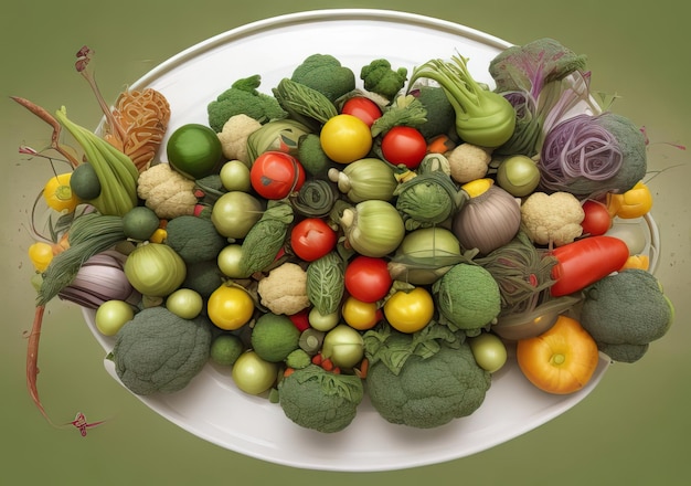 Foto mistura de vegetais para alimentos veganos