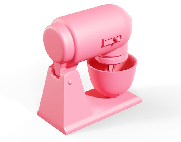 Misturador Pequenos aparelhos de cozinha em cores monocromáticas únicas de cor rosa plana renderização em 3d Tiro isolado