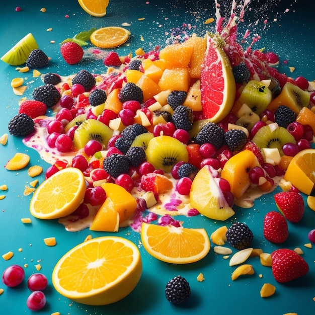 Foto misture a paisagem de fundo de frutas