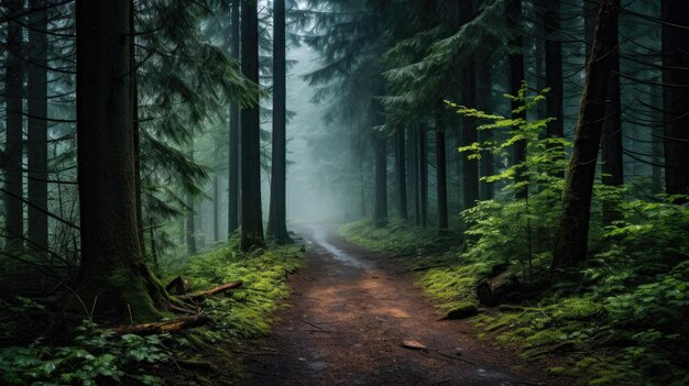 Misty Forest Path para design com temas naturais e inspiração ao ar livre