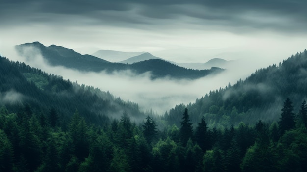 Misty Green Forest Uma paisagem de sonho em resolução 8k
